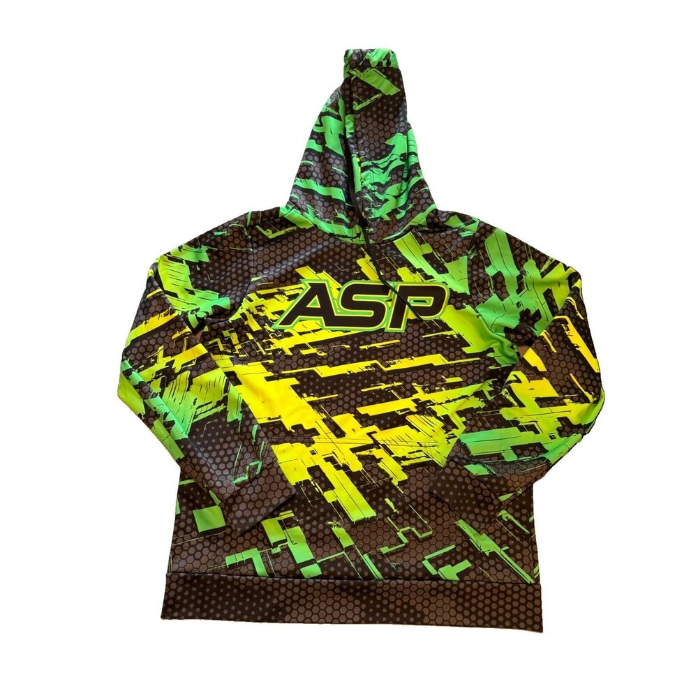 ASP Nation Sublimated Pullover Hoodie Mens L Neon Green Black Cyber Softball